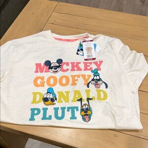Disney Cream Kids T-Shirt with Colorful Characters
